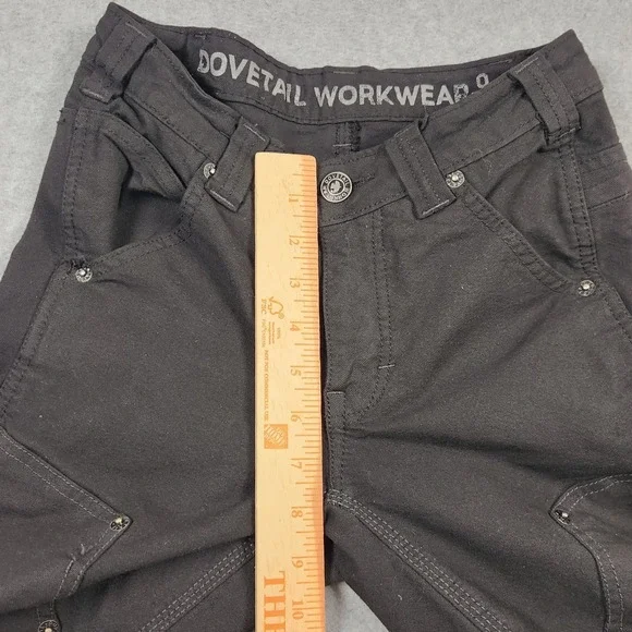 Dovetail Pants Womens 0 (26x30) Black Britt Utility Double Knee Work Cordura - Picture 13 of 15